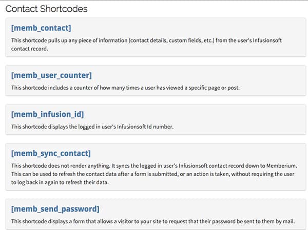 iMember360 Memberium Shortcodes