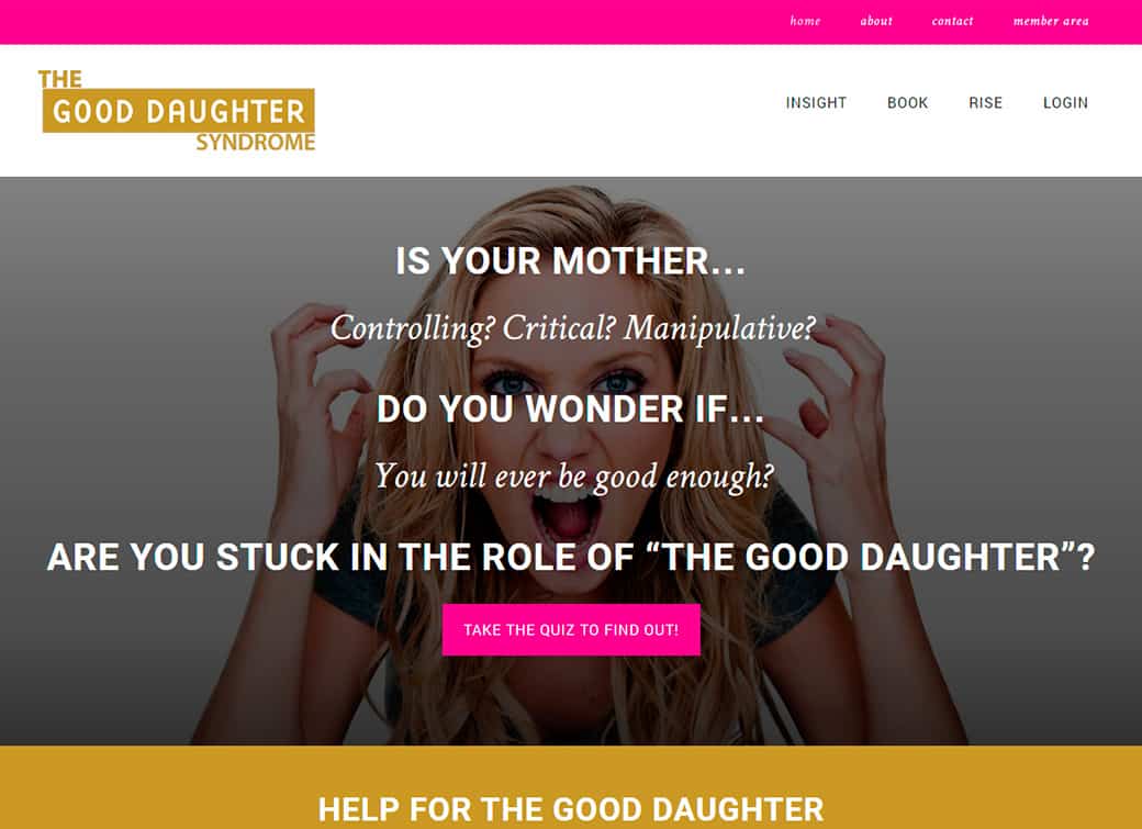 Screenshot of daughters website