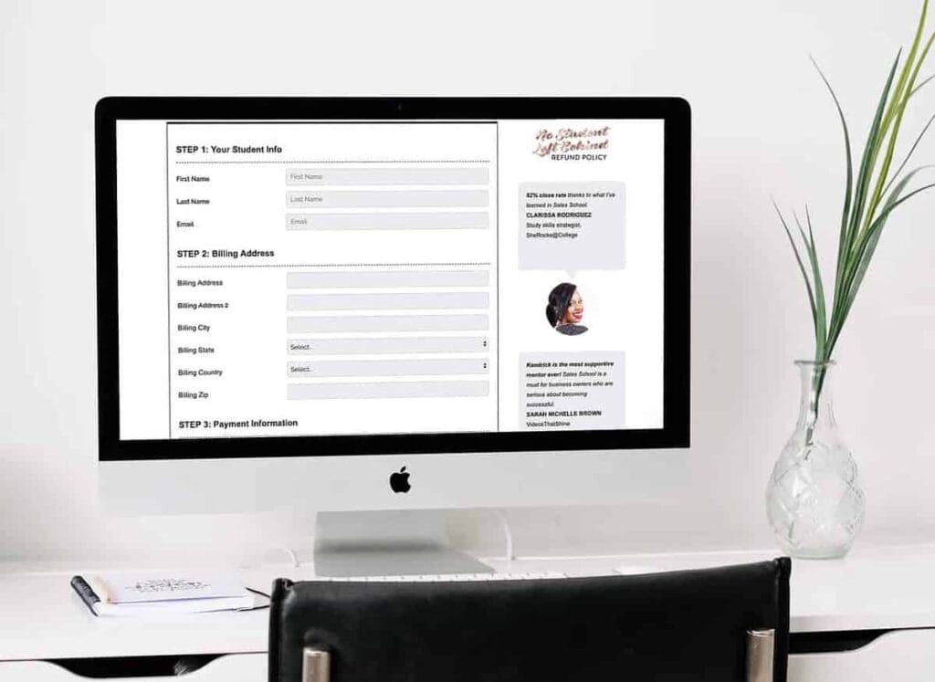 testimonial social proof checkout form