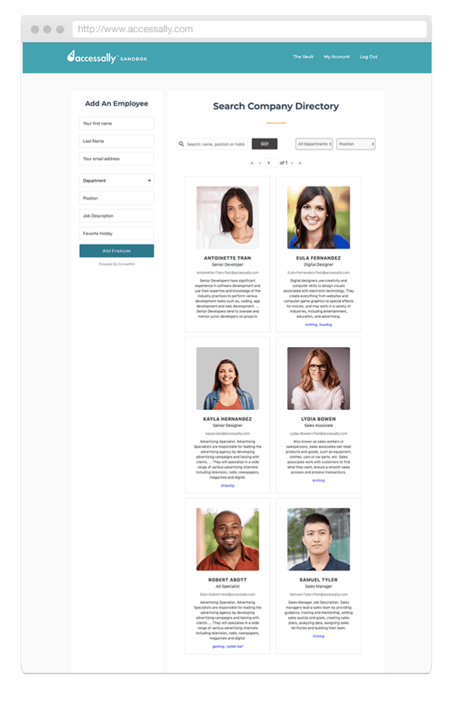 Screenshot of chamber of commerce directory example
