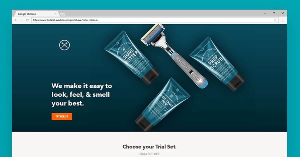Dollar Shave Club Subscription Website Mockup Example