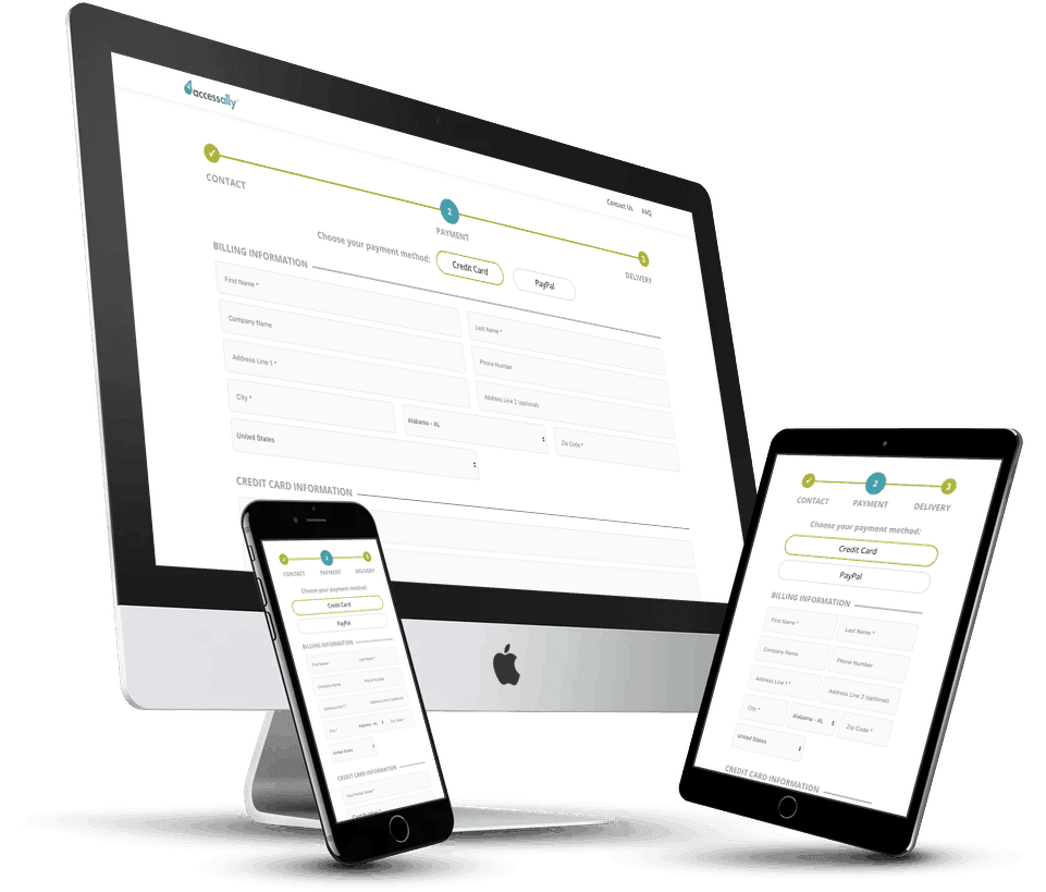 Desktop, tablet, and phone with the order form screen