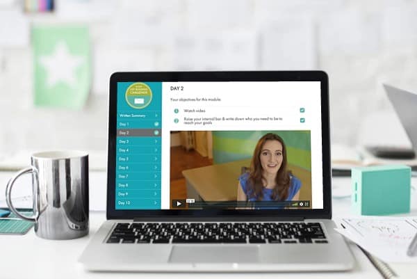 laptop showing an example of progress tracking and video bookmarks