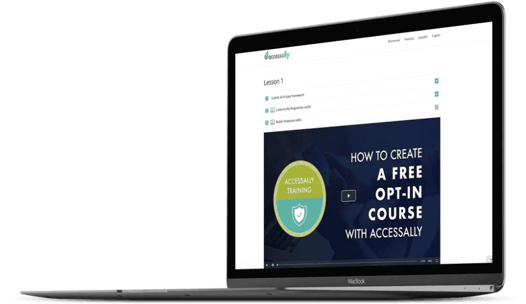 Laptop with a screenshot of a video hosted on Amazon S3 in AccessAlly