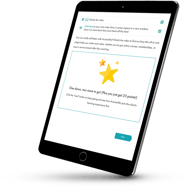 objective completion checklist with reward points