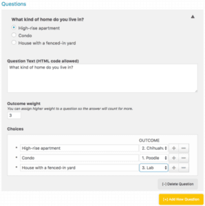 Screenshot of Sample Personality Quiz Build Out