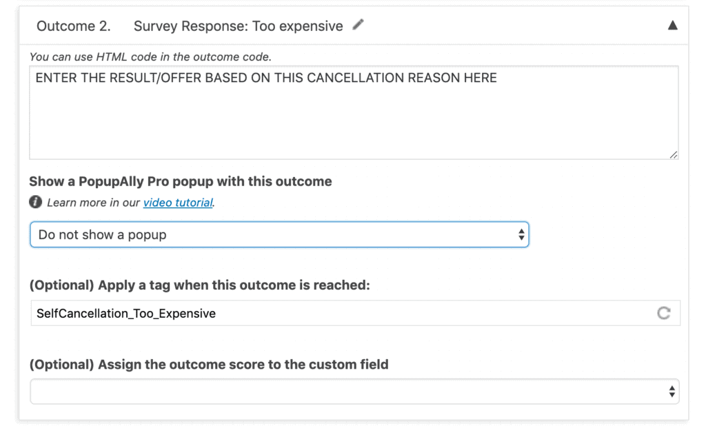 Screenshot of settings