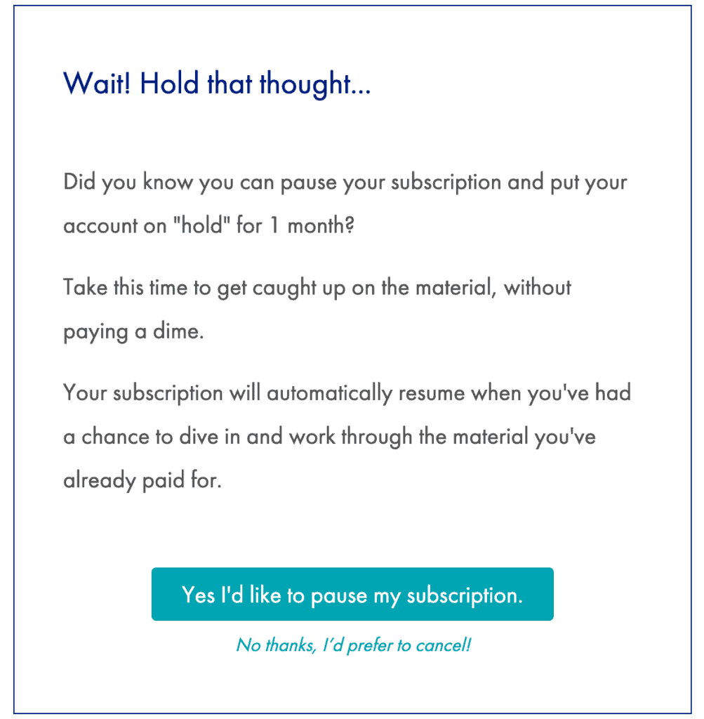 Screenshot of example offer