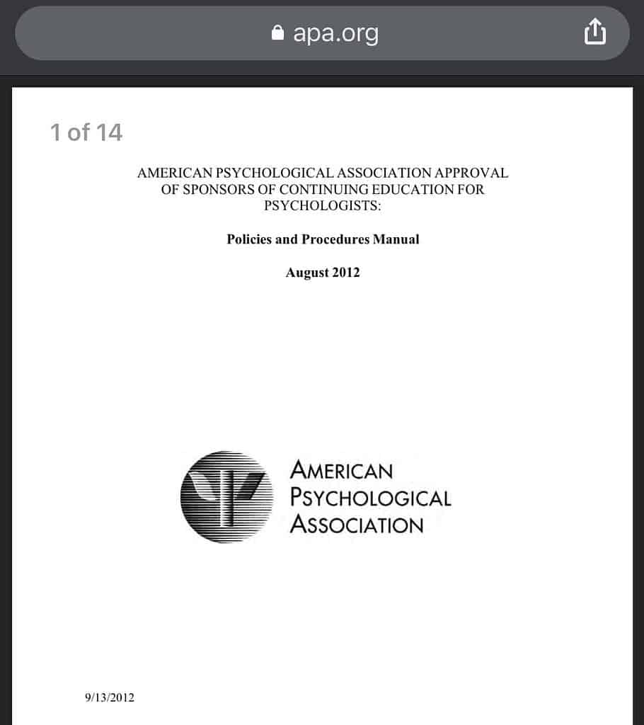 APA CEU Sponsorship Policies Manual