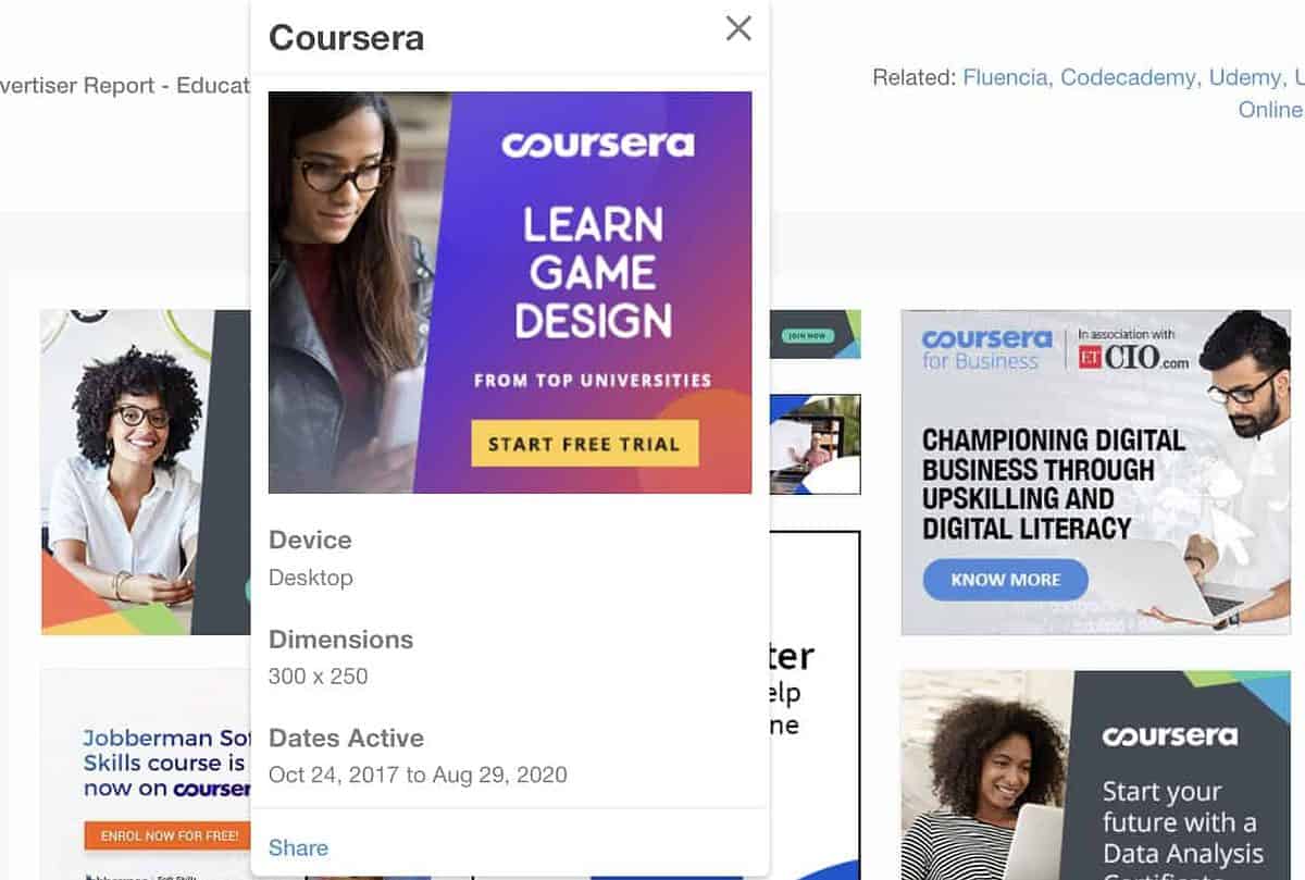 details about a specific ad