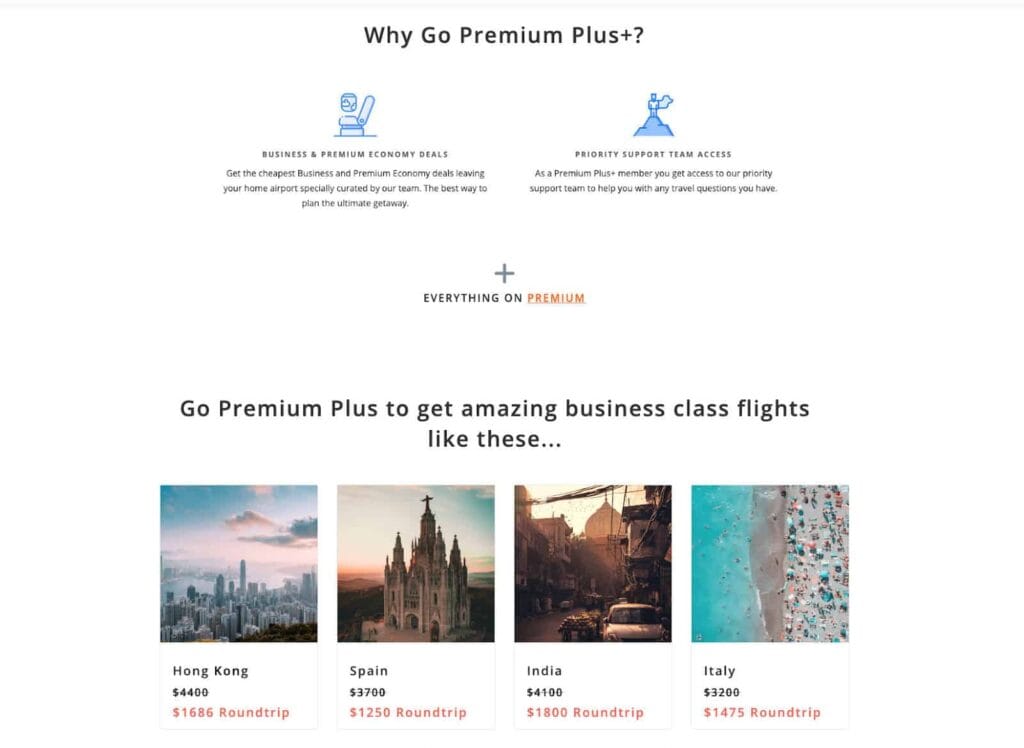Screenshot of Dollar Flight Club - membership revenue model