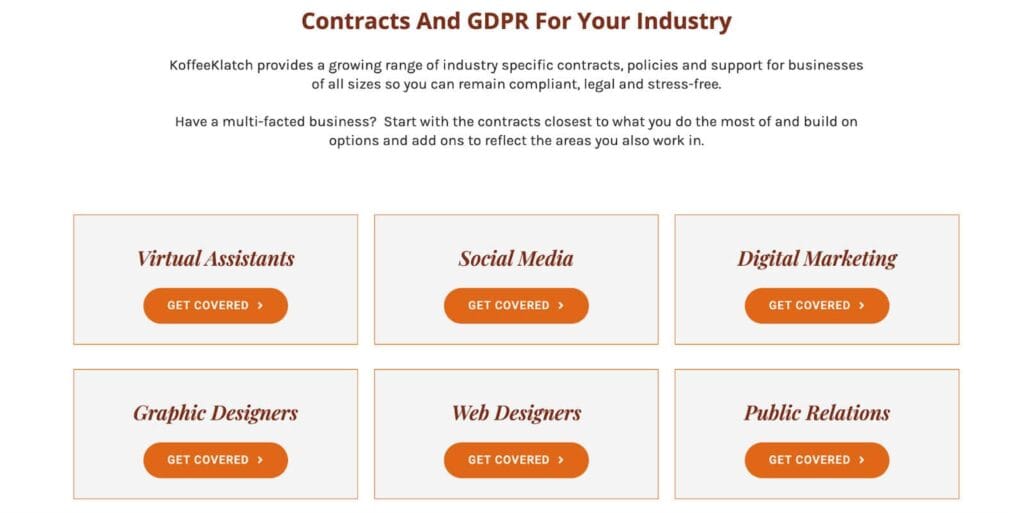 Screenshot of Koffee Klatch membership model example