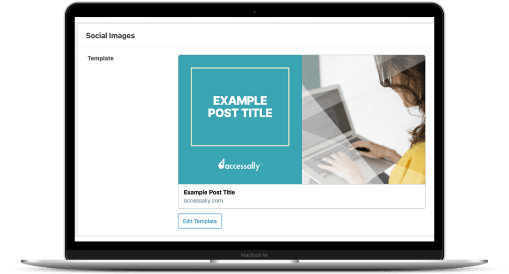 laptop showing how social media graphics are made easy with this template