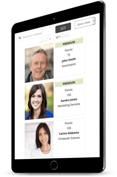 Tablet with a member directory