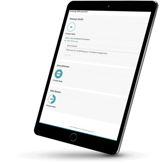 Tablet with user progress report