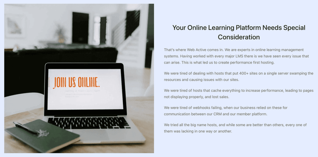 Screenshot of Web Active website