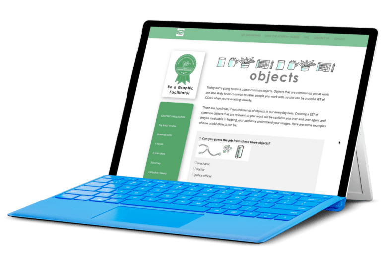 Tablet with Graphic Change Academy page