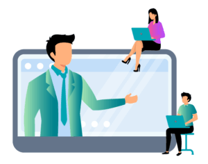 people in front of the compute