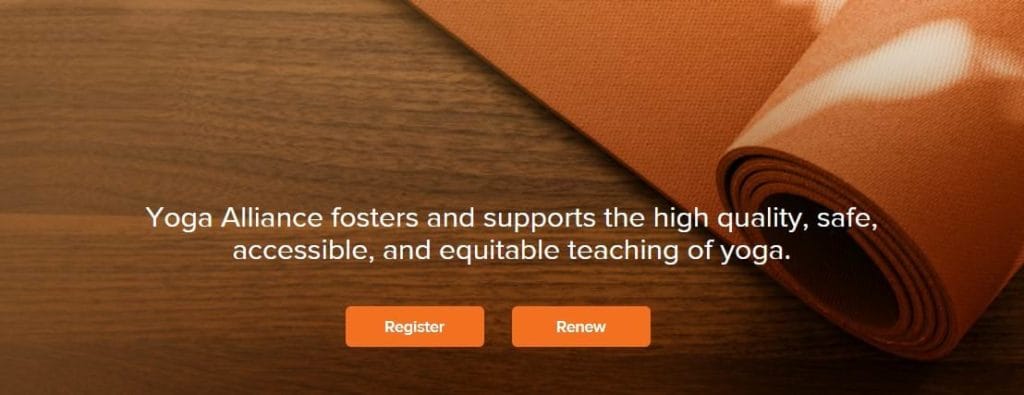 Yoga Alliance landing page.