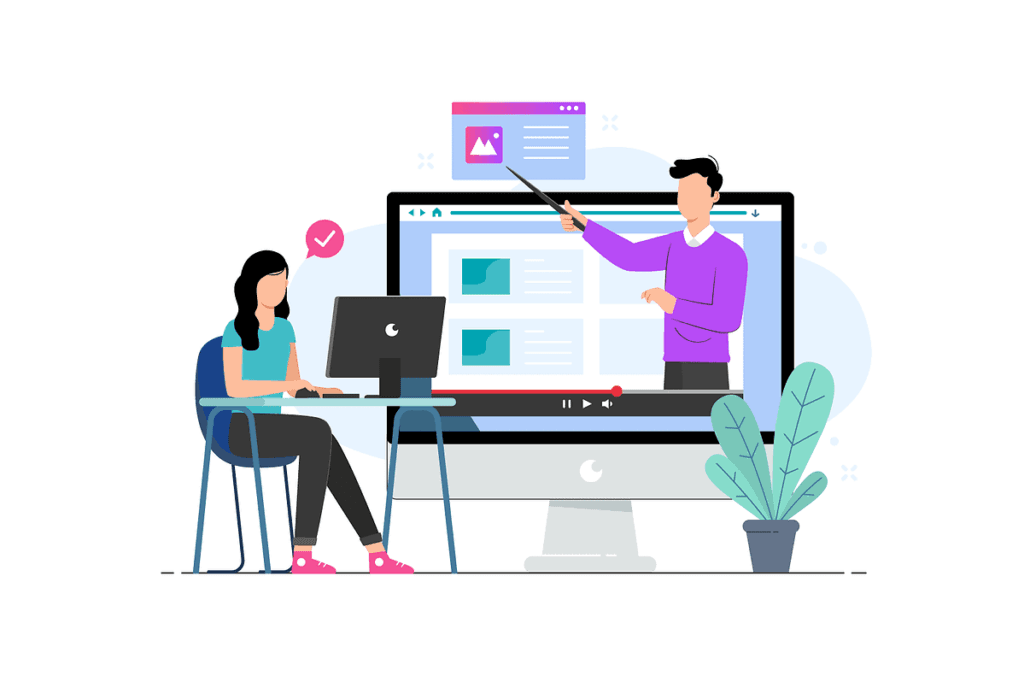 Online learning people on a screen