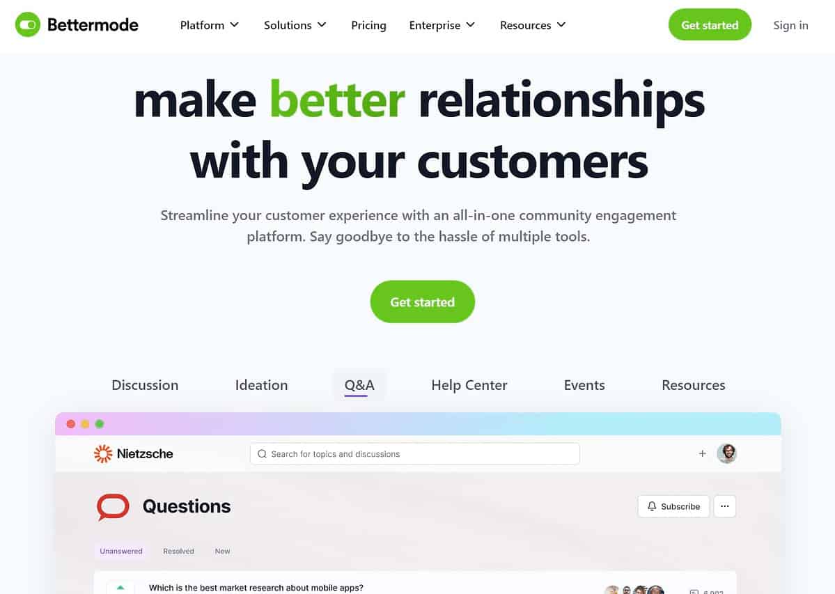 Bettermode landing page