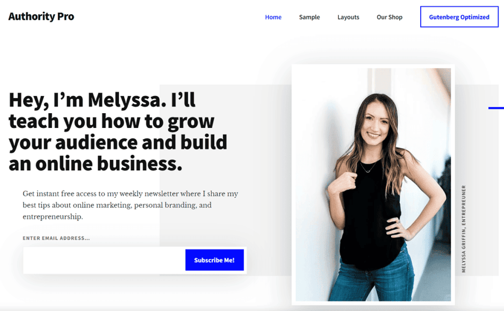 An example site running the Authority Pro theme.