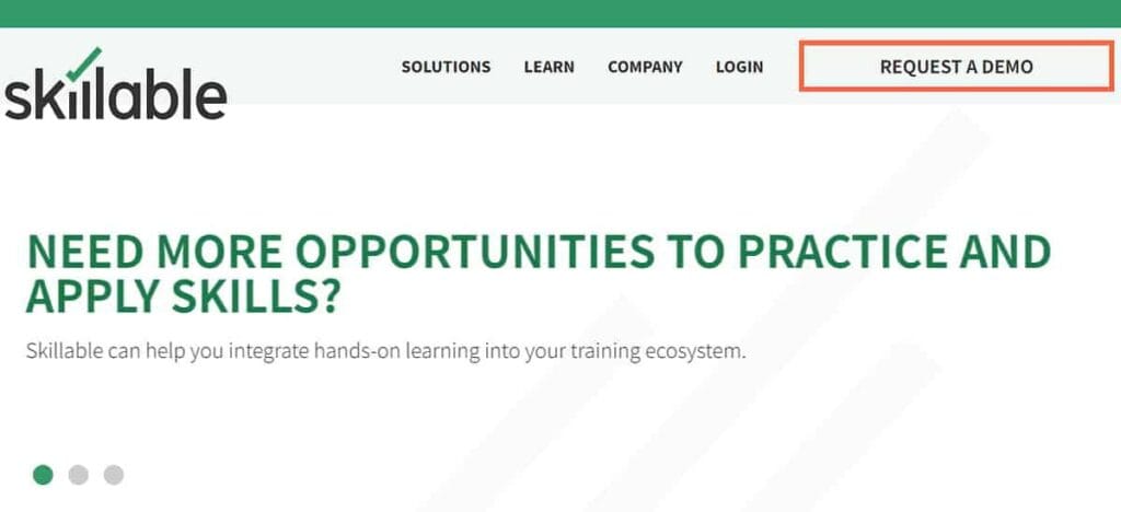 Skillable landing page.