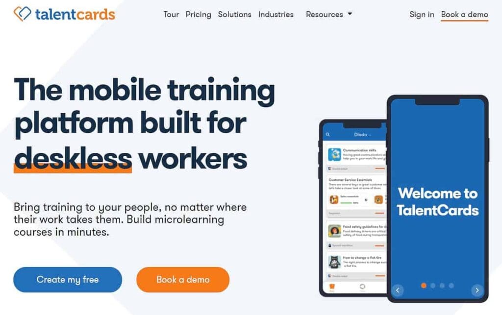 Talent Cards landing page.