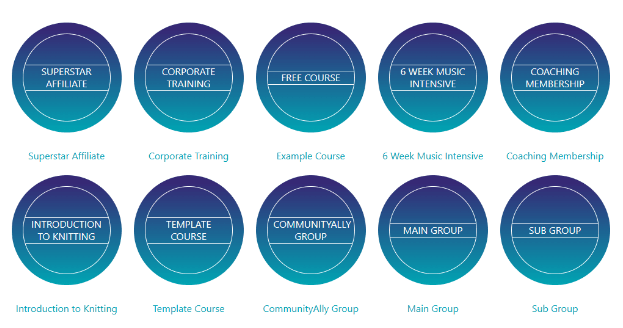 A screenshot of the course demos you can get from AccessAlly. There are 10 circles in blue on the page. 