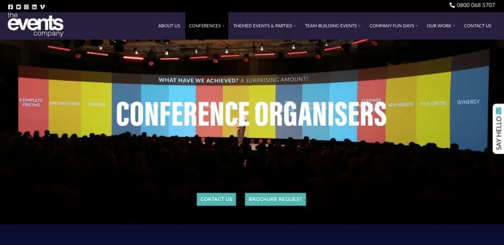 Screenshot of events organizer website team directories use case example.