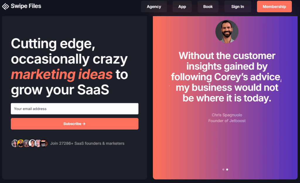 Swipe Files Email opt-in lead magnet idea 